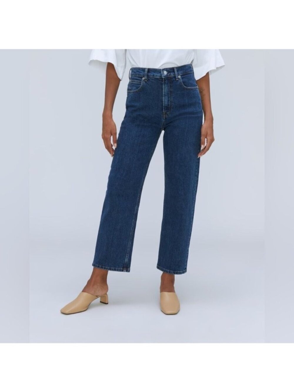 Everlane Womens High-Waisted Ankle Jeans Pure Blue Size 26 Organic Cotton Blend